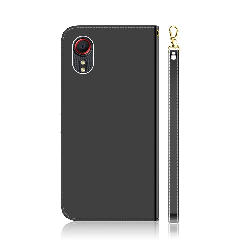 Mirror-like Surface Wallet Design Stand Leather Cover Case for Samsung Galaxy Xcover 5 - Black-9