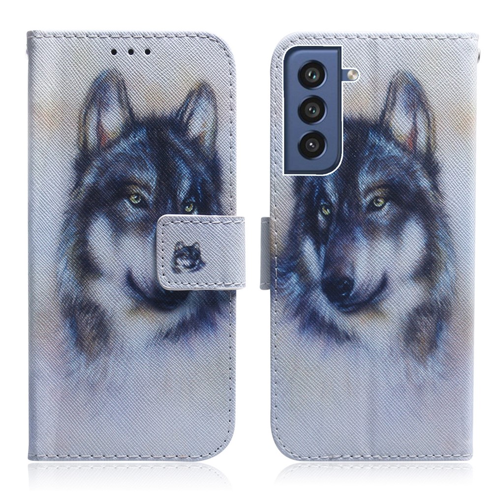 Pattern Printing Wallet Leather Case for Samsung Galaxy S21 FE/S21 Fan Edition - Wolf-1