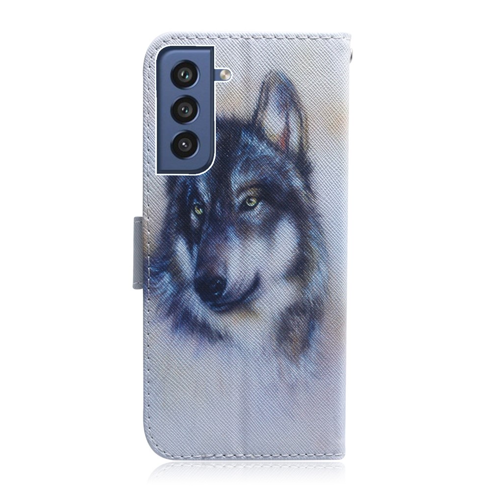 Pattern Printing Wallet Leather Case for Samsung Galaxy S21 FE/S21 Fan Edition - Wolf-7