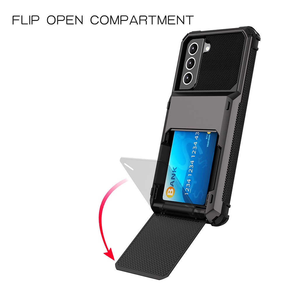 Folio Flip TPU+PC Hybrid Phone Shell for Samsung Galaxy S21 FE - Black-3