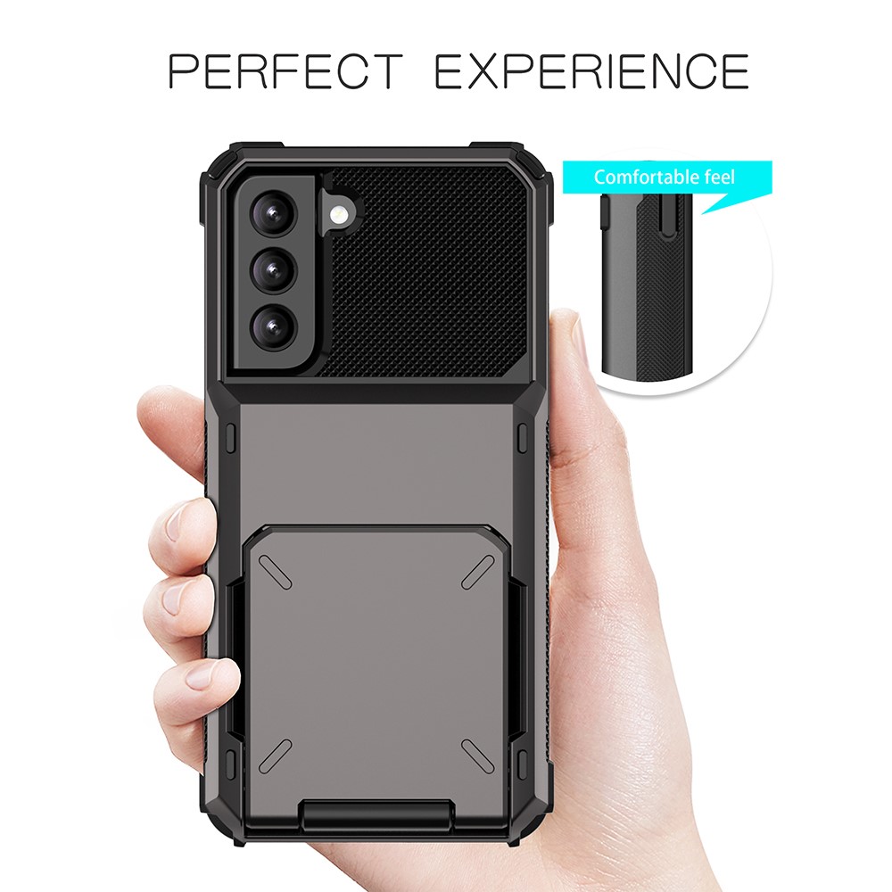 Folio Flip TPU+PC Hybrid Phone Shell for Samsung Galaxy S21 FE - Black-4