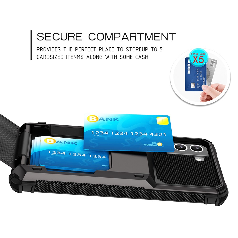 Folio Flip TPU+PC Hybrid Phone Shell for Samsung Galaxy S21 FE - Black-5