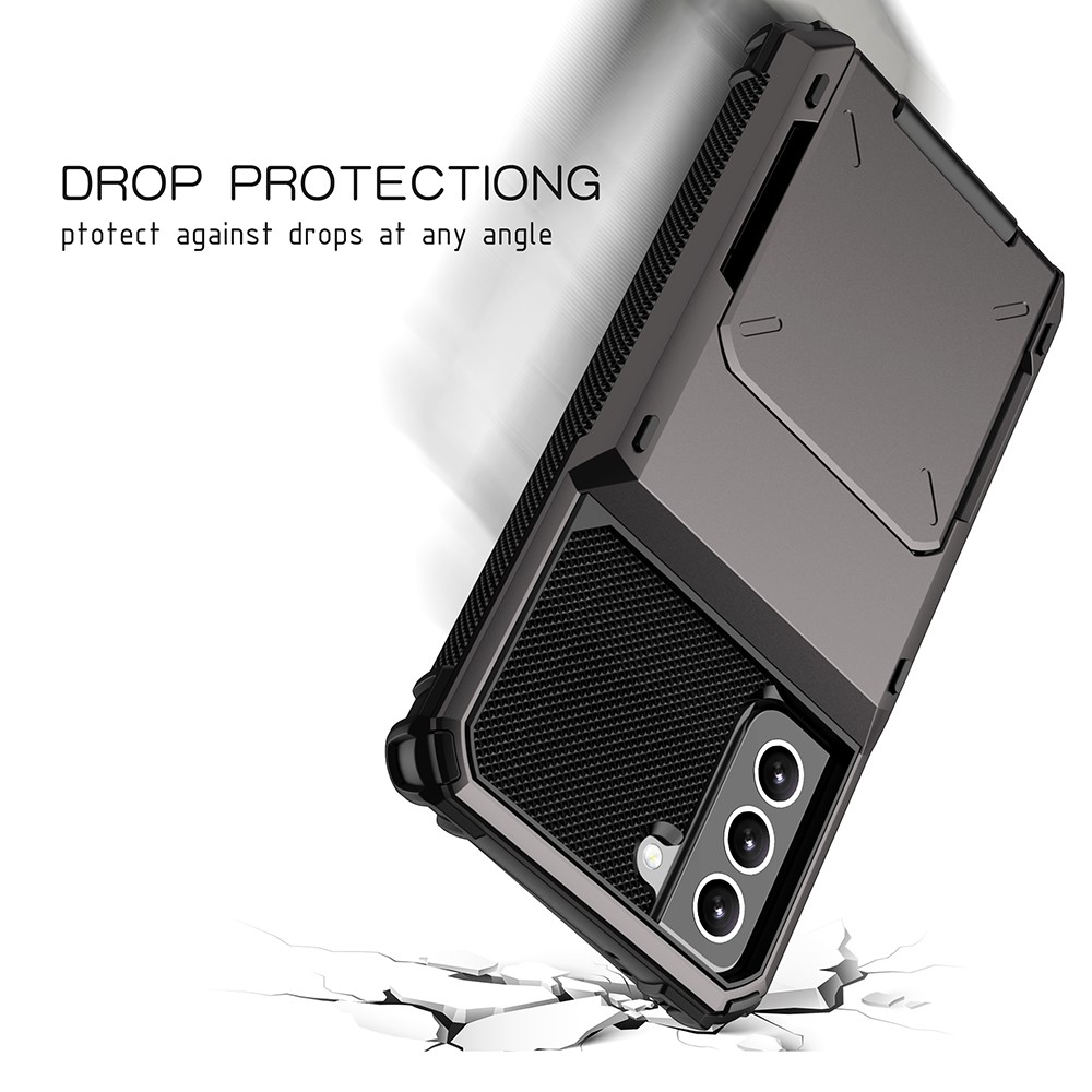 Folio Flip TPU+PC Hybrid Phone Shell for Samsung Galaxy S21 FE - Black-7