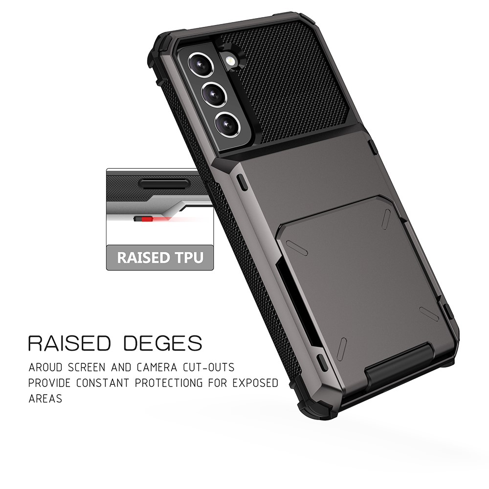 Folio Flip TPU+PC Hybrid Phone Shell for Samsung Galaxy S21 FE - Black-8
