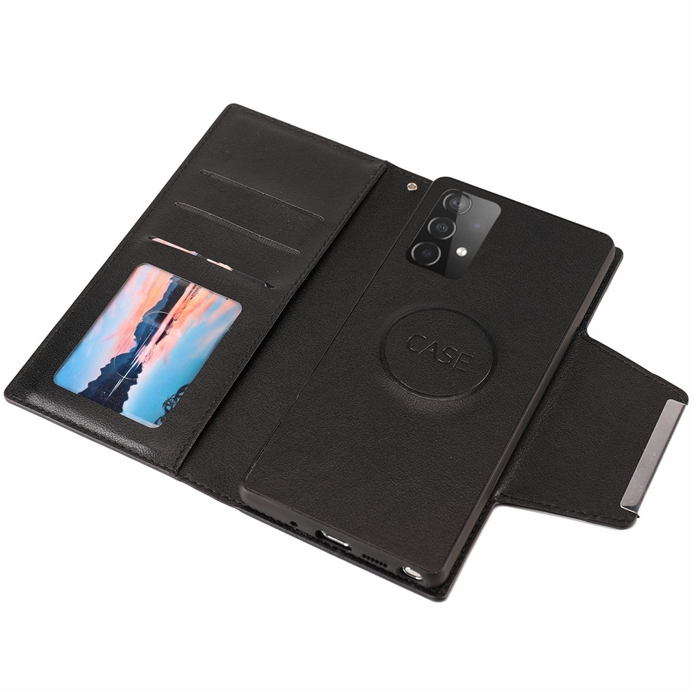 Ultra-thin PU Leather Wallet Cell Phone Shelf Cover with Detachable Inner Phone Case for Samsung Galaxy A72 4G/5G - Black-6