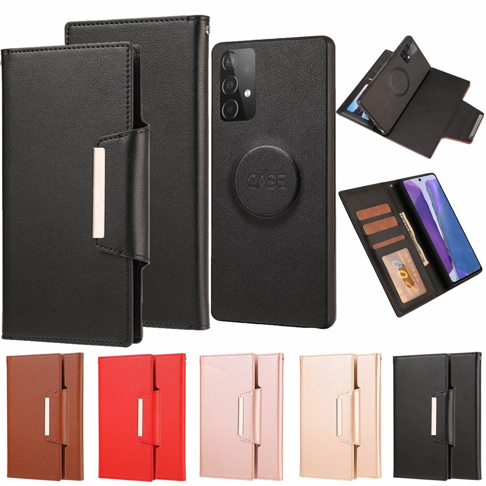 Ultra-thin PU Leather Wallet Cell Phone Shelf Cover with Detachable Inner Phone Case for Samsung Galaxy A72 4G/5G - Black-8