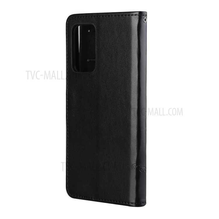 Stylish Butterfly Flowers Imprinting Wallet Design Leather Phone Cover for Samsung Galaxy A82 5G - Black-3