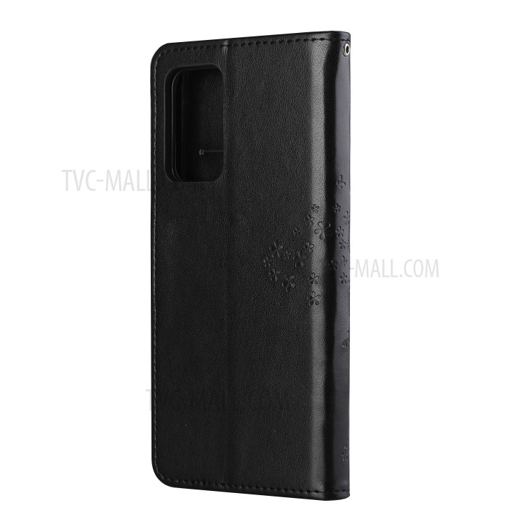 Leather Wallet Stand Phone Cover Case with Owl Tree Pattern Imprint for Samsung Galaxy A82 5G - Black-3