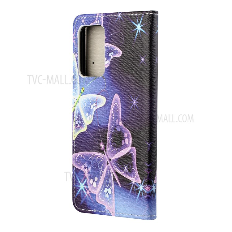 Cross Texture Wallet Design New Pattern Printing Leather Stand Case for Samsung Galaxy A82 5G - Sparkle Butterfly-3