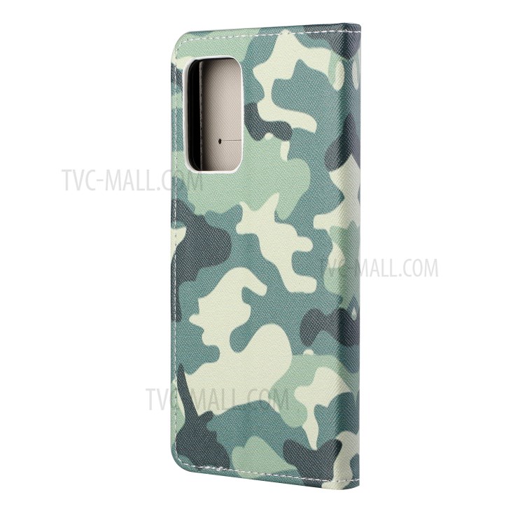 Cross Texture Wallet Design New Pattern Printing Leather Stand Case for Samsung Galaxy A82 5G - Camouflage-3