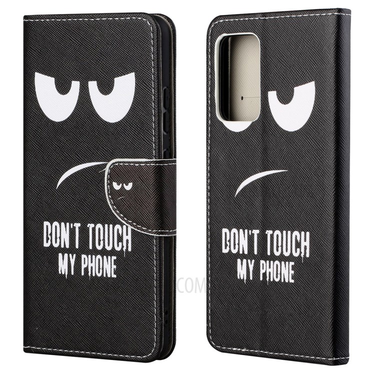 Cross Texture Wallet Design New Pattern Printing Leather Stand Case for Samsung Galaxy A82 5G - Don't Touch My Phone-1