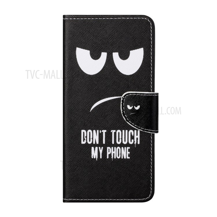 Cross Texture Wallet Design New Pattern Printing Leather Stand Case for Samsung Galaxy A82 5G - Don't Touch My Phone-2