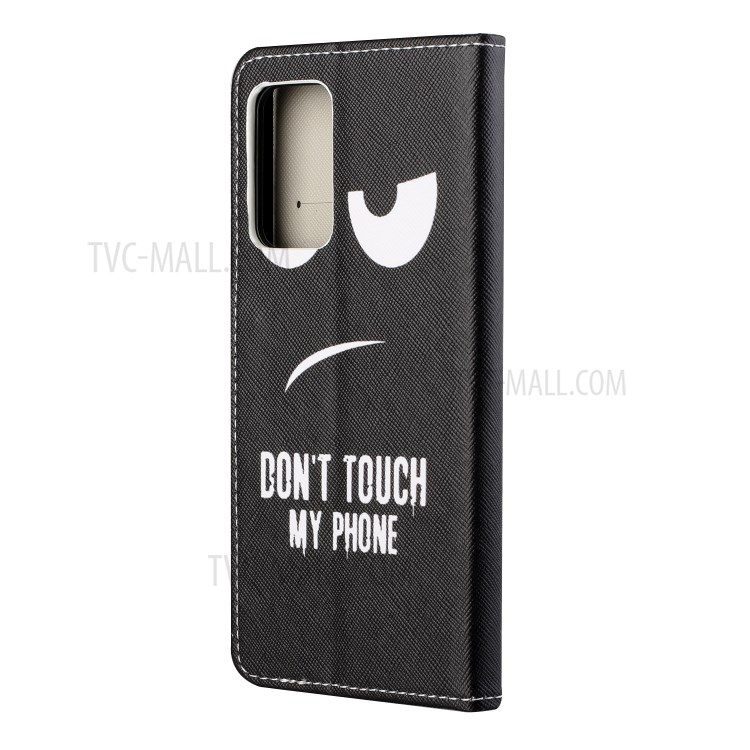 Cross Texture Wallet Design New Pattern Printing Leather Stand Case for Samsung Galaxy A82 5G - Don't Touch My Phone-3