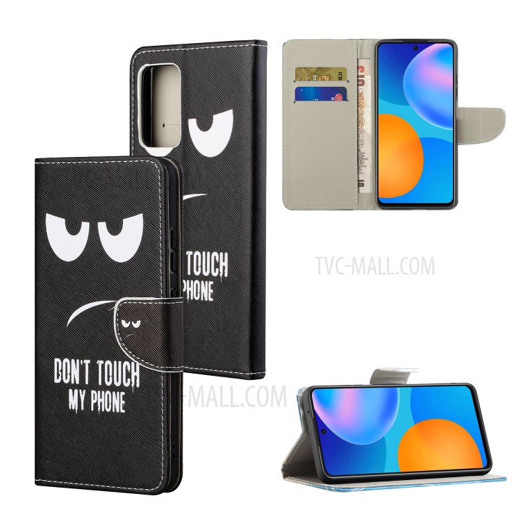 Cross Texture Wallet Design New Pattern Printing Leather Stand Case for Samsung Galaxy A82 5G - Don't Touch My Phone-6