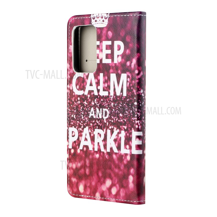 Cross Texture Wallet Design New Pattern Printing Leather Stand Case for Samsung Galaxy A82 5G - Keep Calm and Sparkle-3