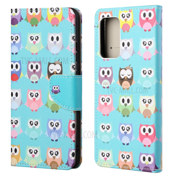 Cross Texture Wallet Design New Pattern Printing Leather Stand Case for Samsung Galaxy A82 5G - Cute Owls-1