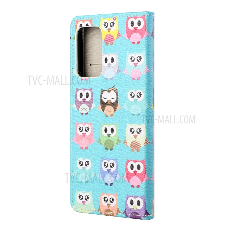 Cross Texture Wallet Design New Pattern Printing Leather Stand Case for Samsung Galaxy A82 5G - Cute Owls-3