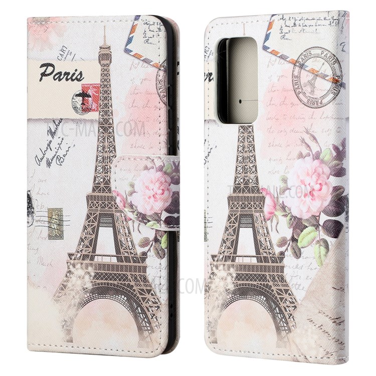 Cross Texture Wallet Design New Pattern Printing Leather Stand Case for Samsung Galaxy A82 5G - Tower-1