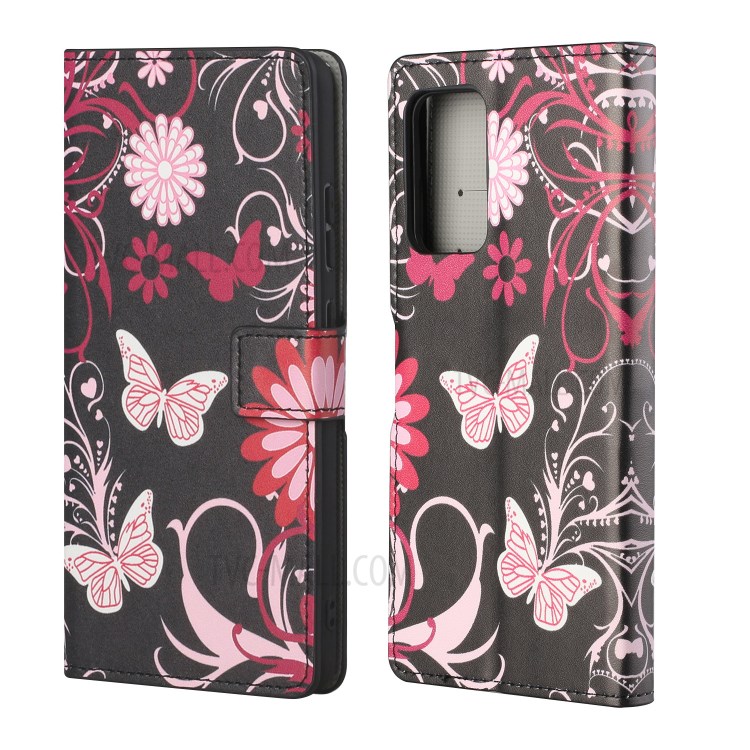 Wallet Design Pattern Printing Full Protection Leather Stand Protective Case with Stand for Samsung Galaxy A82 5G - Butterfly-1