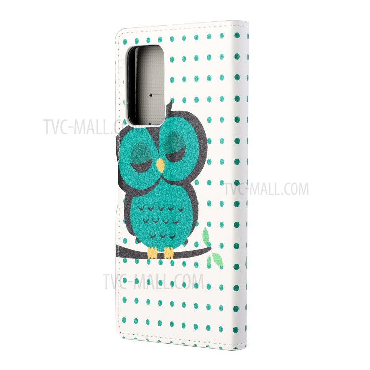 Wallet Design Pattern Printing Full Protection Leather Stand Protective Case with Stand for Samsung Galaxy A82 5G - Single Owl-3