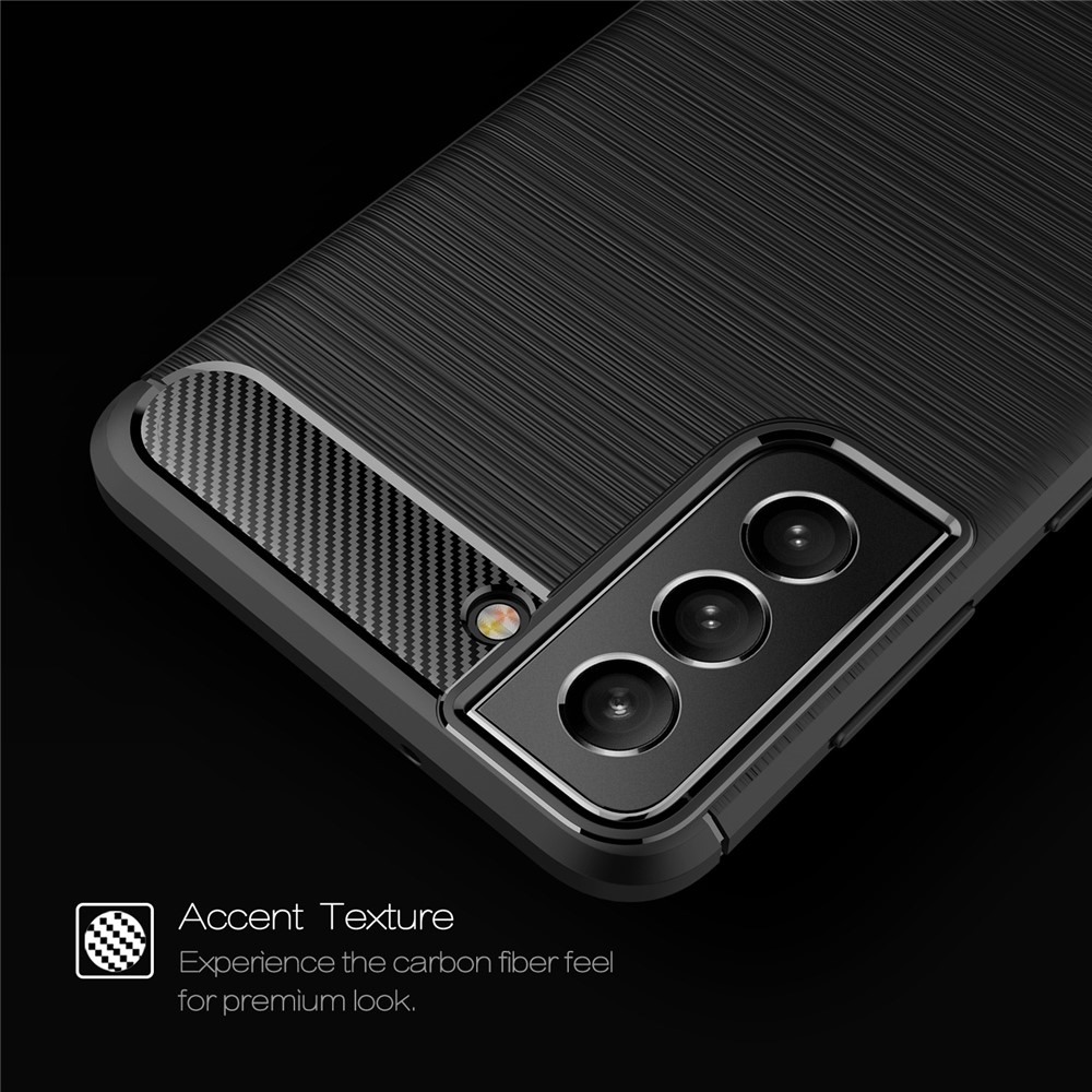Flexible TPU Phone Protector Case Brushed Carbon Fiber Texture Cover for Samsung Galaxy S21 FE - Black-3