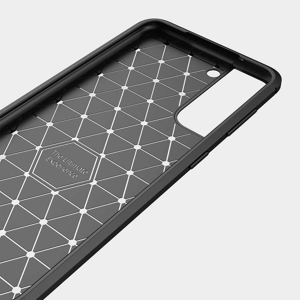 Flexible TPU Phone Protector Case Brushed Carbon Fiber Texture Cover for Samsung Galaxy S21 FE - Black-4