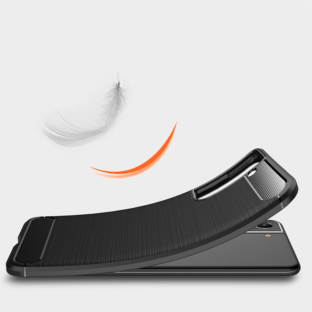 Flexible TPU Phone Protector Case Brushed Carbon Fiber Texture Cover for Samsung Galaxy S21 FE - Black-6