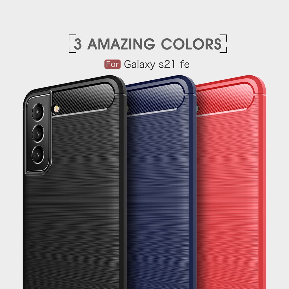 Flexible TPU Phone Protector Case Brushed Carbon Fiber Texture Cover for Samsung Galaxy S21 FE - Black-9