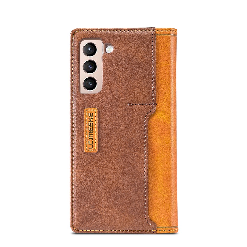 LC.IMEEKE LC-001 Series Full Protection Cover Leather Mobile Phone Case with Card Slots for Samsung Galaxy S21 FE - Brown-13