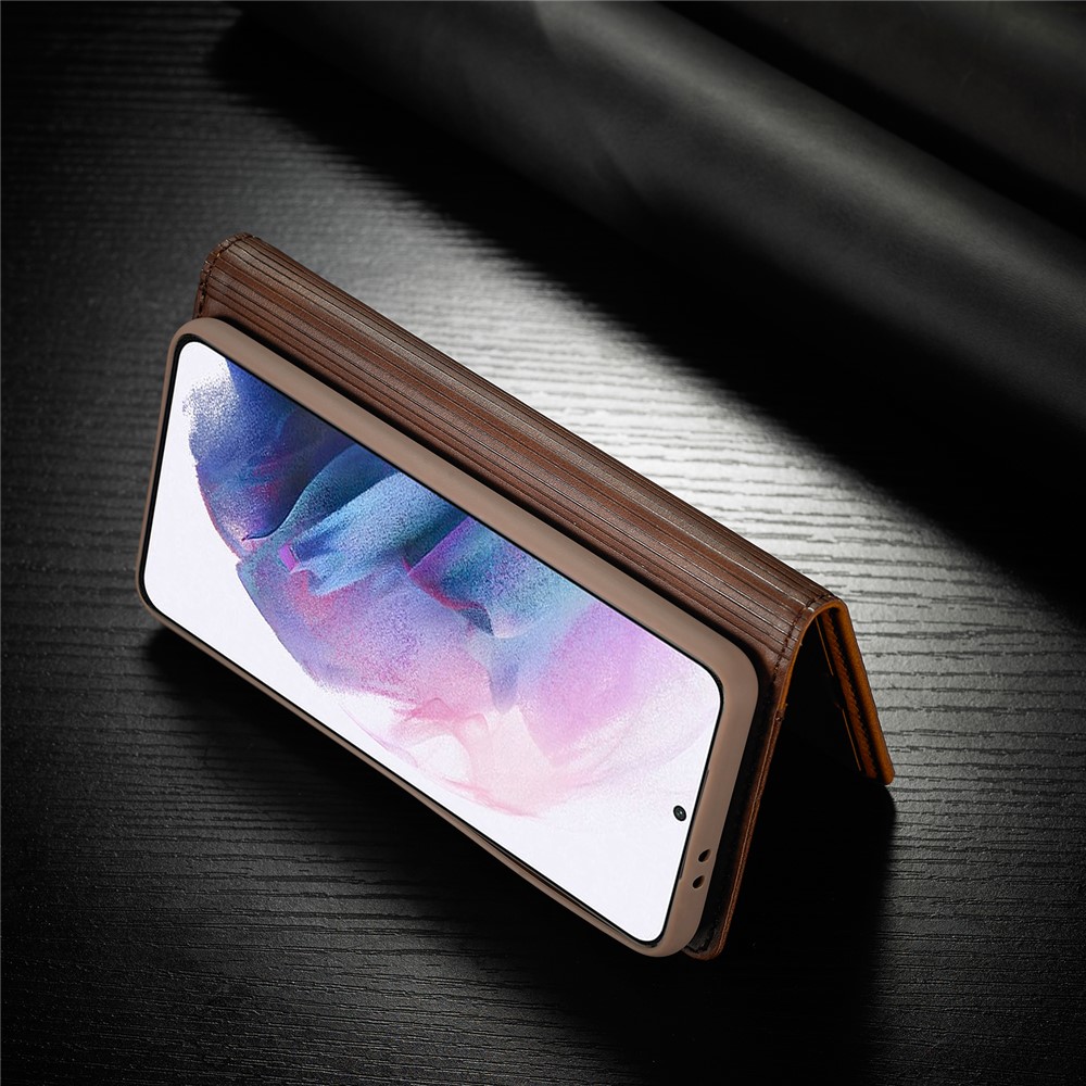 LC.IMEEKE LC-001 Series Full Protection Cover Leather Mobile Phone Case with Card Slots for Samsung Galaxy S21 FE - Brown-3