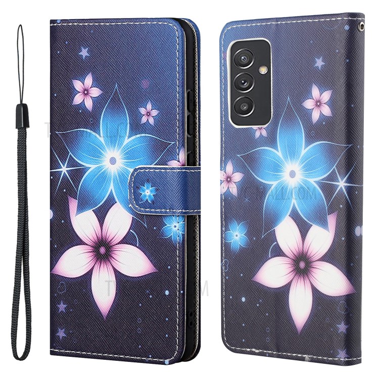 Cross Texture New Pattern Printing Wallet Design Leather Stand Case for Samsung Galaxy A82 5G - Flower-1