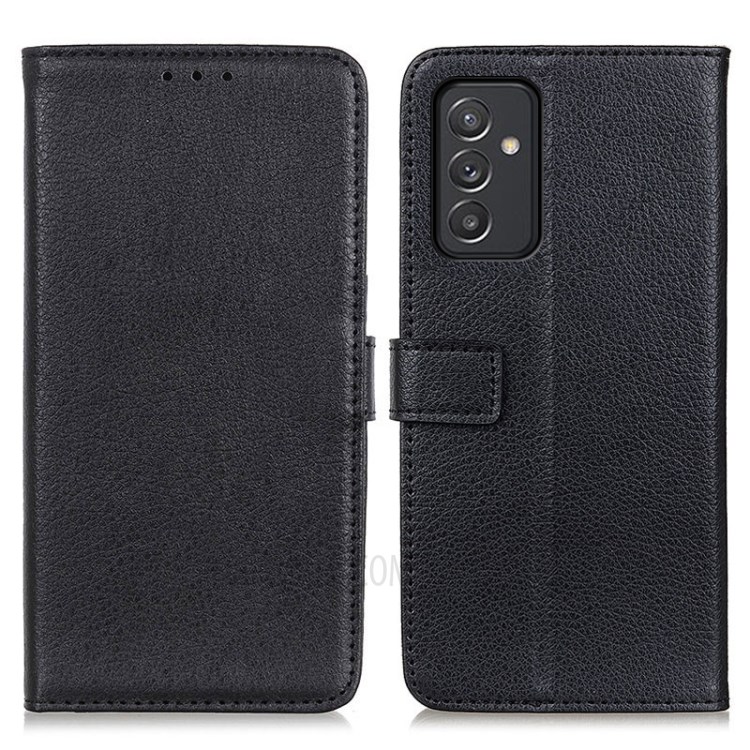 Litchi Skin Magnetic Leather Stand Case for Samsung Galaxy A82 5G - Black-1