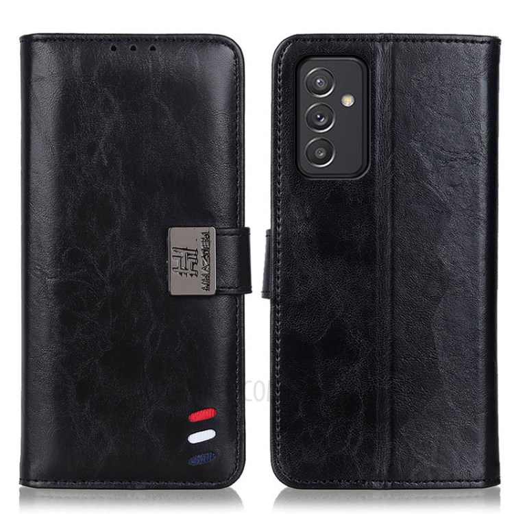 Tri-Color Braid Design Wallet Stand Leather Case Protective Cover for Samsung Galaxy A82 5G - Black-1