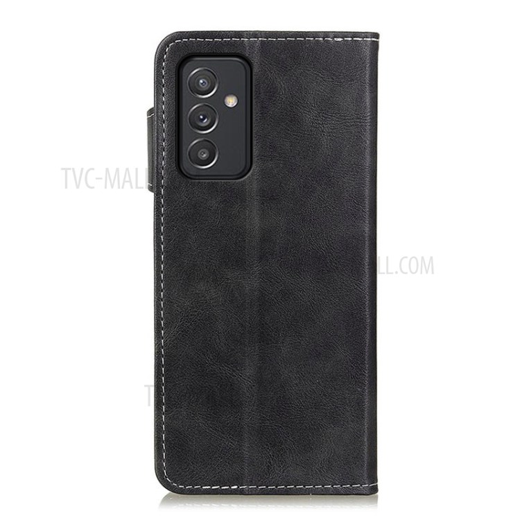 Wallet Design S Shape Textured PU Leather Case for Samsung Galaxy A82 5G Supporting Stand Cover - Black-3