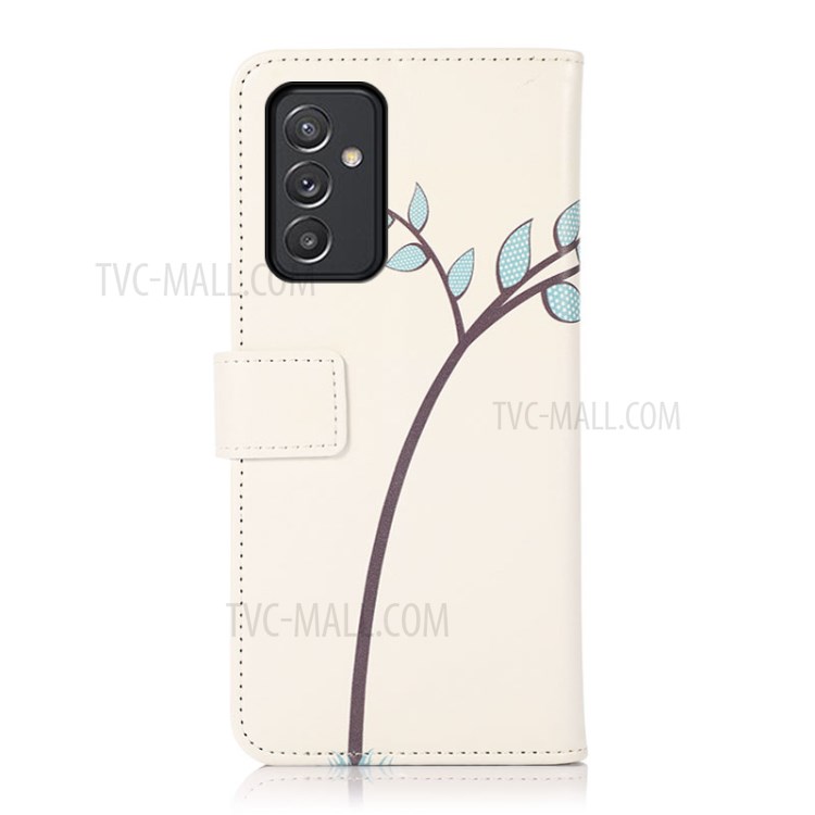 Pattern Printing Leather Stand Case with Card Slots for Samsung Galaxy A82 5G - Two Owls on the Tree Branch-3