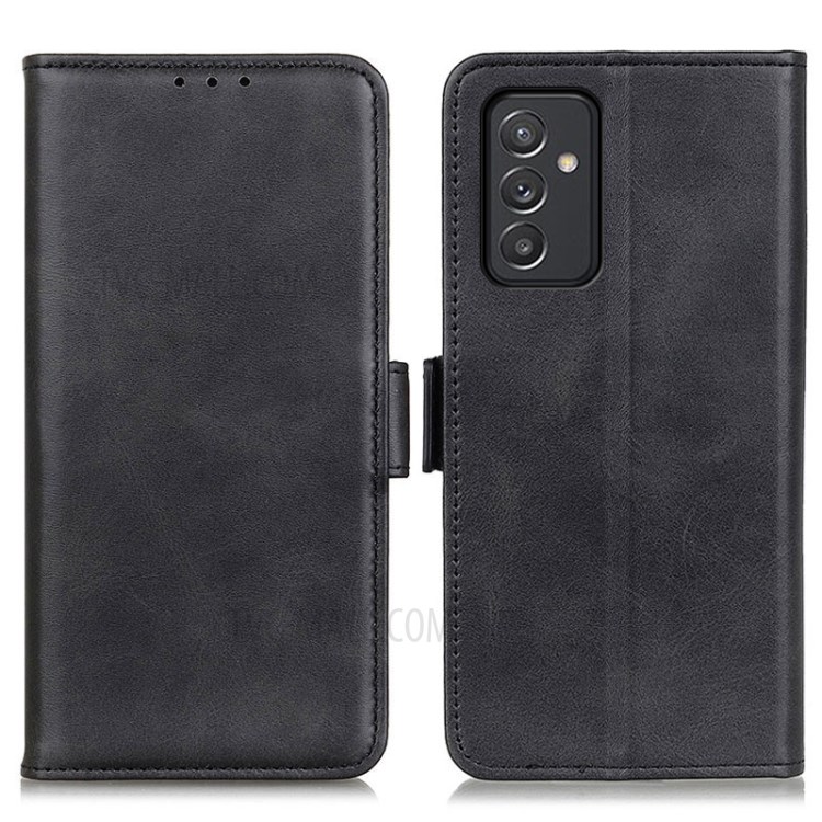 Magnetic Double Clasp Leather Wallet Cover Case for Samsung Galaxy A82 5G - Black-1