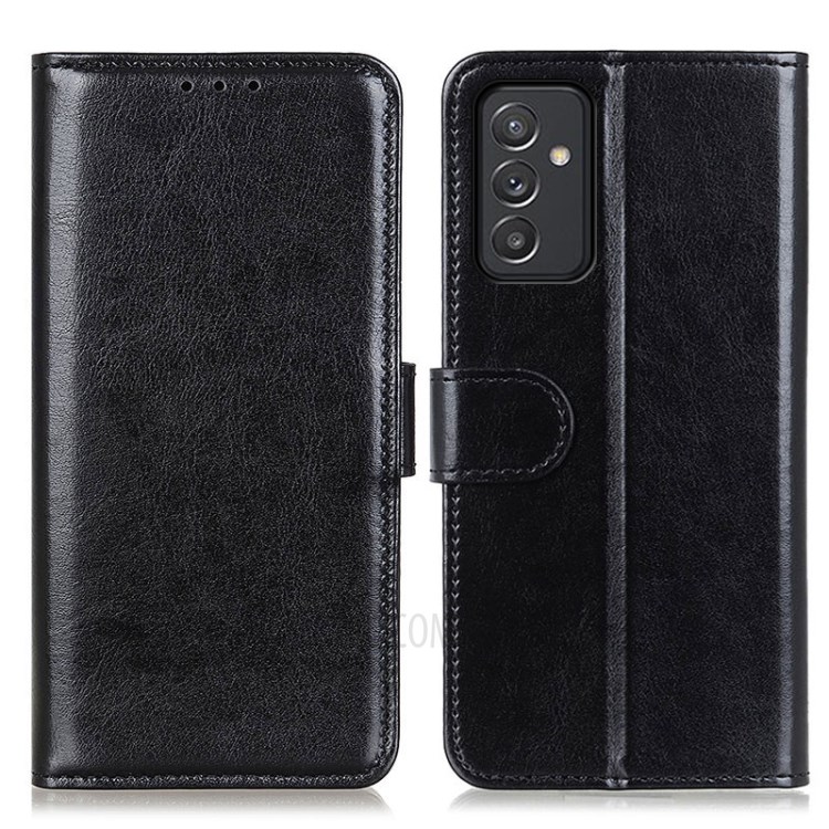 Crazy Horse Wallet Leather Stand Shell for Samsung Galaxy A82 5G - Black-1
