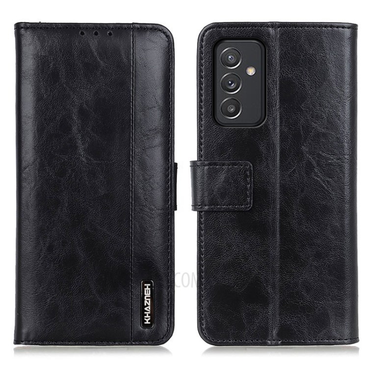 KHAZNEH Full Protection TPU + PU Leather Phone Wallet Stand Case Cover for Samsung Galaxy A82 5G - Black-1