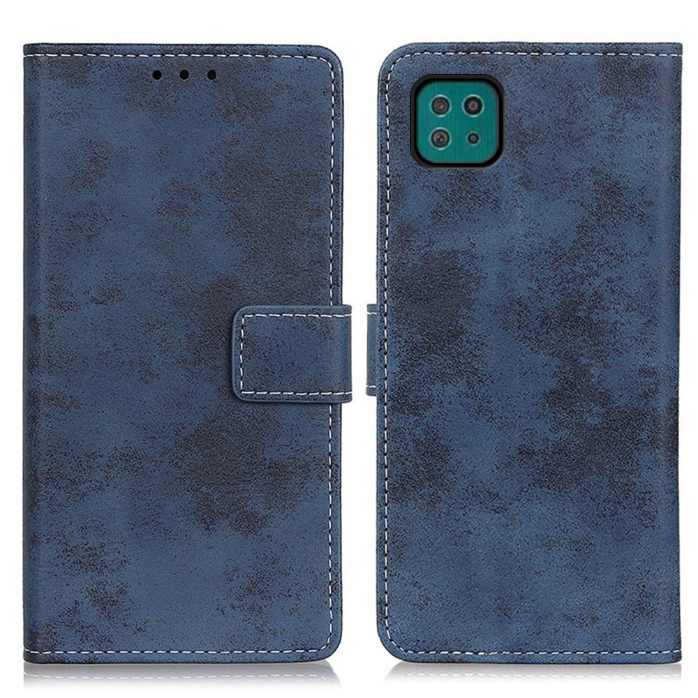 Vintage Style Leather Wallet Stand Case for Samsung Galaxy A22 5G (EU Version) - Blue-1