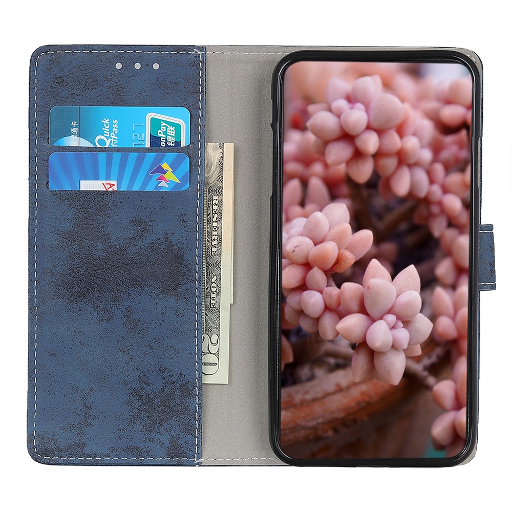 Vintage Style Leather Wallet Stand Case for Samsung Galaxy A22 5G (EU Version) - Blue-4