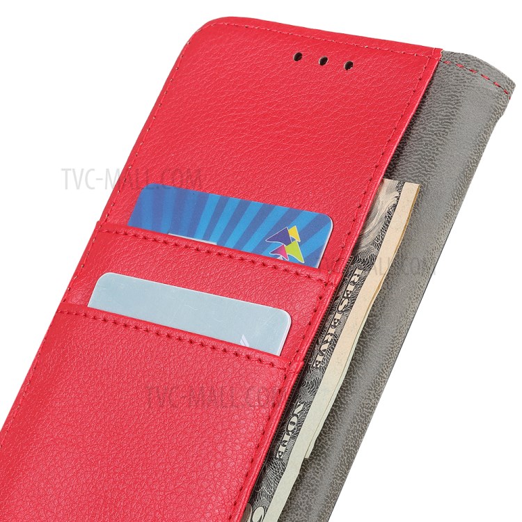 Litchi Skin Magnetic Leather Stand Case for Samsung Galaxy A22 5G (EU Version) - Red-10