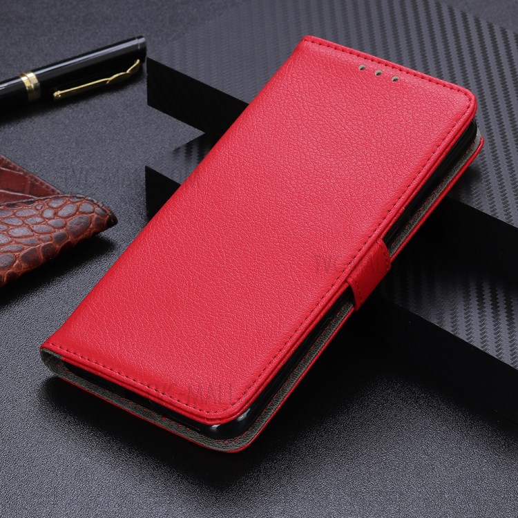 Litchi Skin Magnetic Leather Stand Case for Samsung Galaxy A22 5G (EU Version) - Red-2