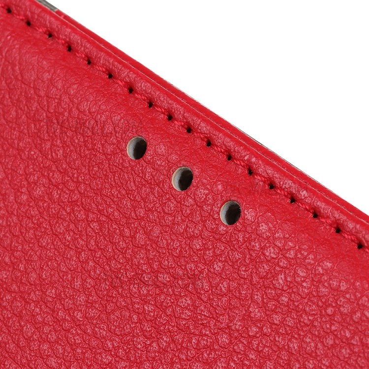 Litchi Skin Magnetic Leather Stand Case for Samsung Galaxy A22 5G (EU Version) - Red-6