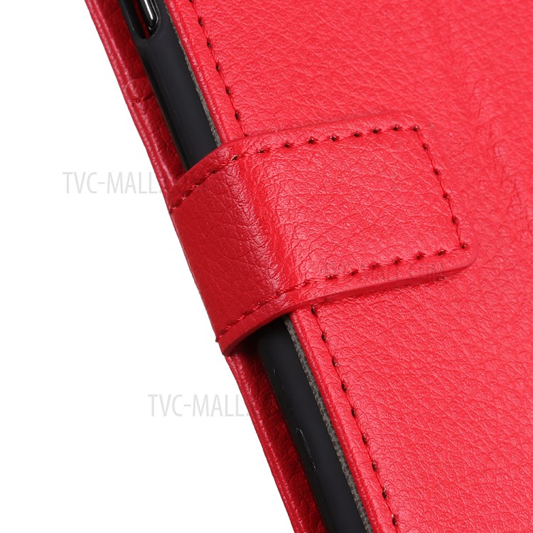 Litchi Skin Magnetic Leather Stand Case for Samsung Galaxy A22 5G (EU Version) - Red-8