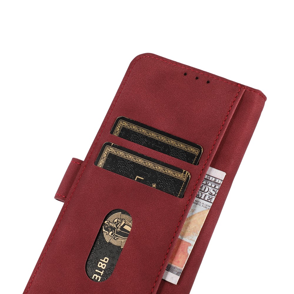 Lint Texture Leather Wallet Case for Samsung Galaxy A22 5G (EU Version) - Red-5