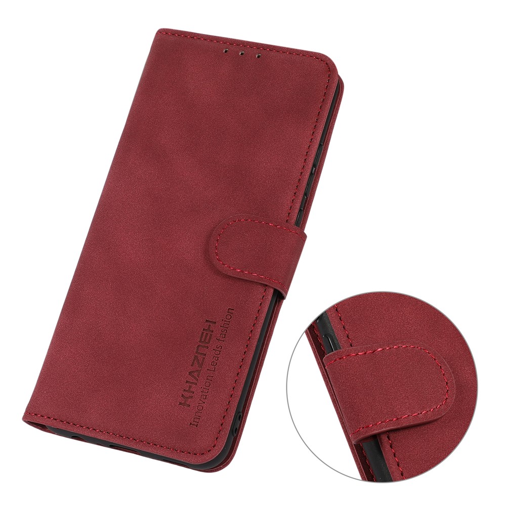 Lint Texture Leather Wallet Case for Samsung Galaxy A22 5G (EU Version) - Red-6