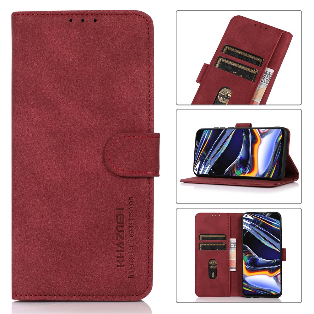 Lint Texture Leather Wallet Case for Samsung Galaxy A22 5G (EU Version) - Red-9