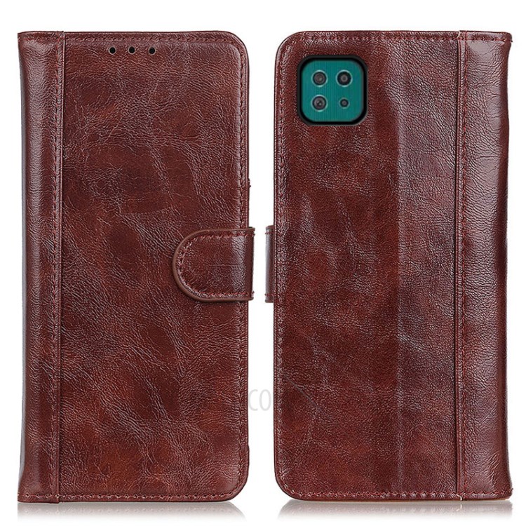 Crazy Horse Skin Split Leather Cover for Samsung Galaxy A22 5G (EU Version) - Brown-1