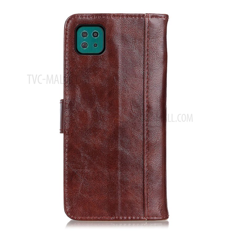 Crazy Horse Skin Split Leather Cover for Samsung Galaxy A22 5G (EU Version) - Brown-8