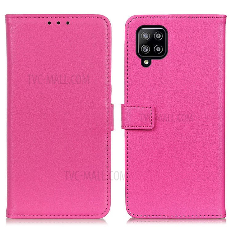 Litchi Skin Magnetic Leather Stand Case for Samsung Galaxy A22 4G (EU Version) - Pink-1